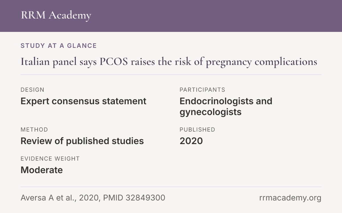 Study at a glance, expert consensus statement: Italian panel says PCOS raises pregnancy complication risk