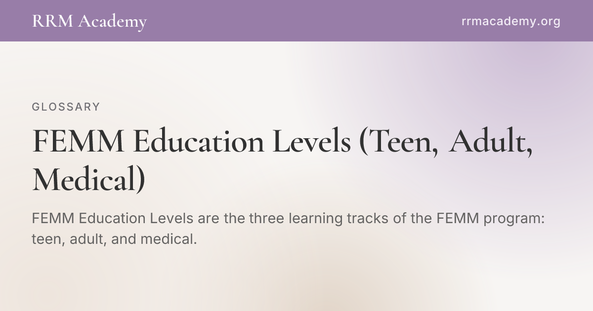 FEMM Education Levels (Teen, Adult, Medical) | RRM Glossary | RRM Academy