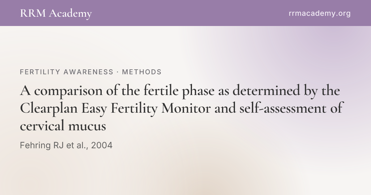 A comparison of the fertile phase as determined by the Clearplan Easy ...