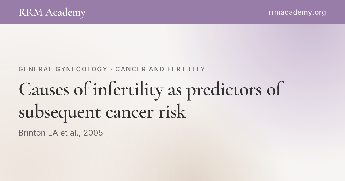 Causes of infertility as predictors of subsequent cancer risk | RRM Academy