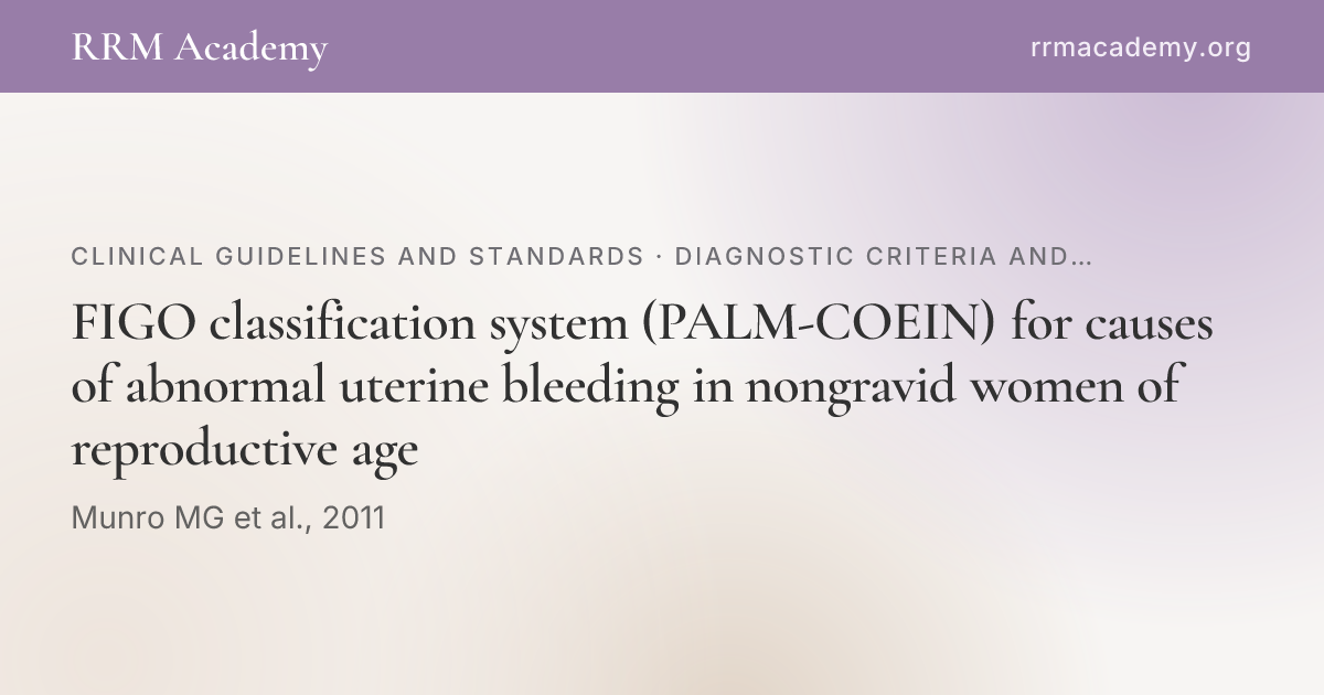 Figo Rvf Classification FIGO classification system (PALM-COEIN) for causes of abnormal uterine ...