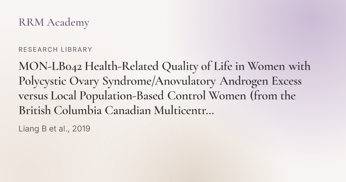MON-LB042 Health-Related Quality of Life in Women with Polycystic Ovary ...