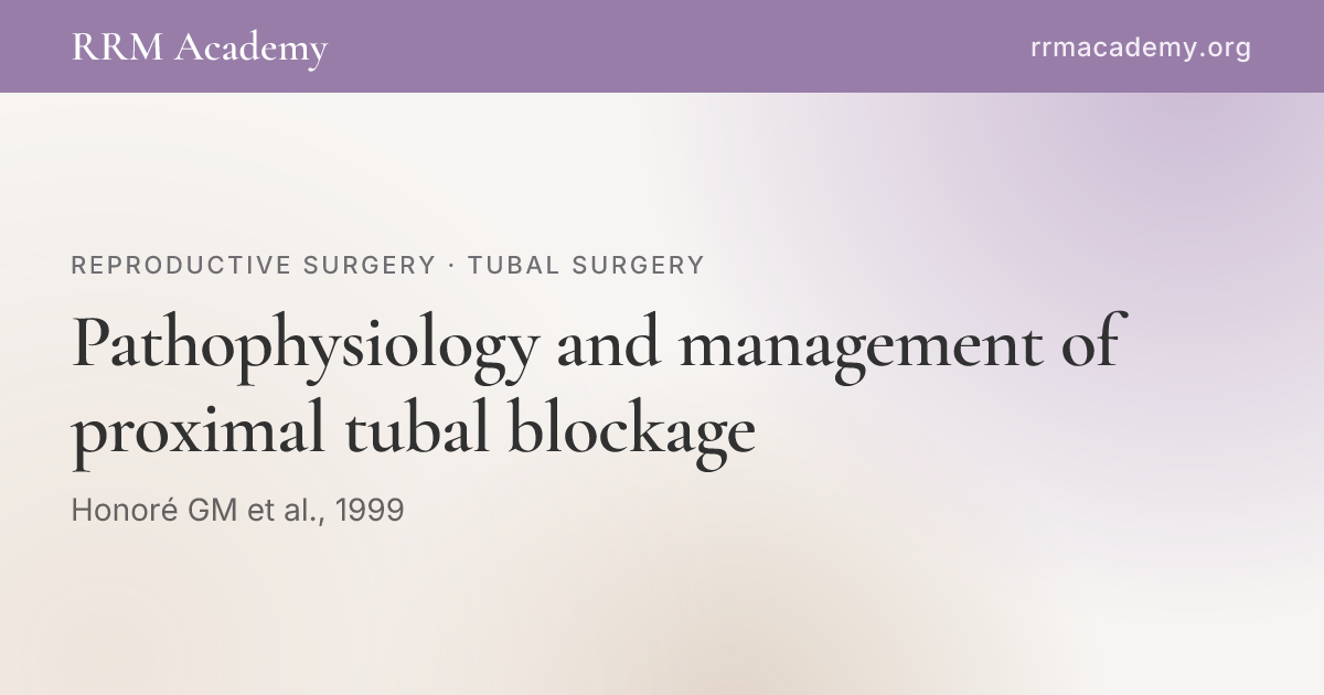 Pathophysiology and management of proximal tubal blockage | RRM Academy