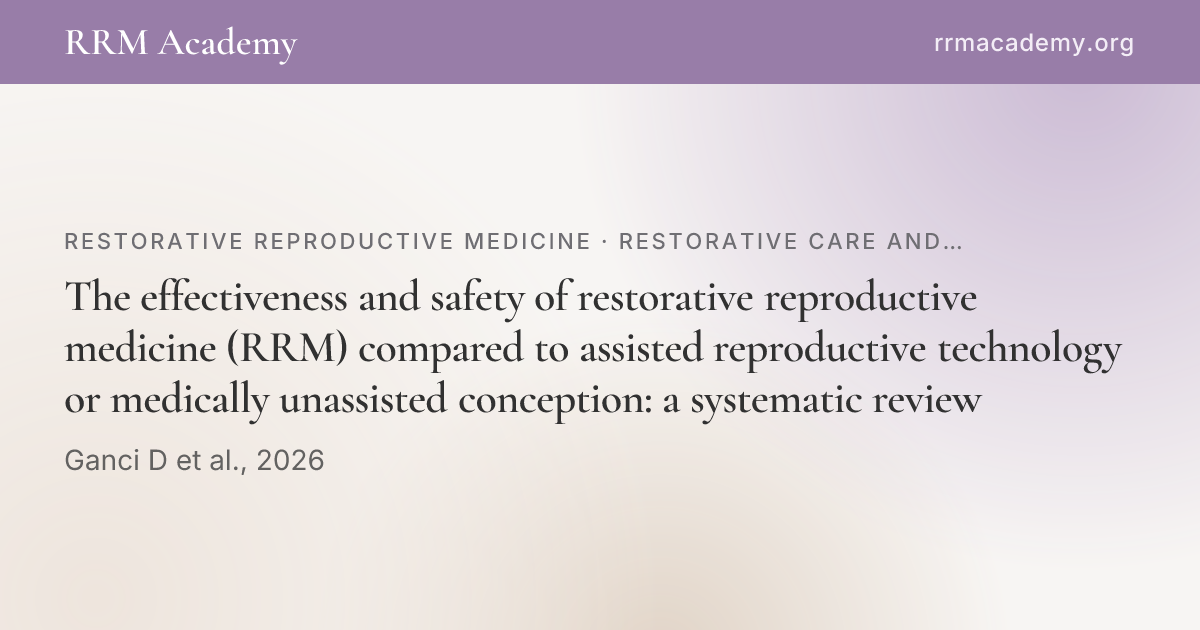 The effectiveness and safety of restorative reproductive medicine (RRM ...